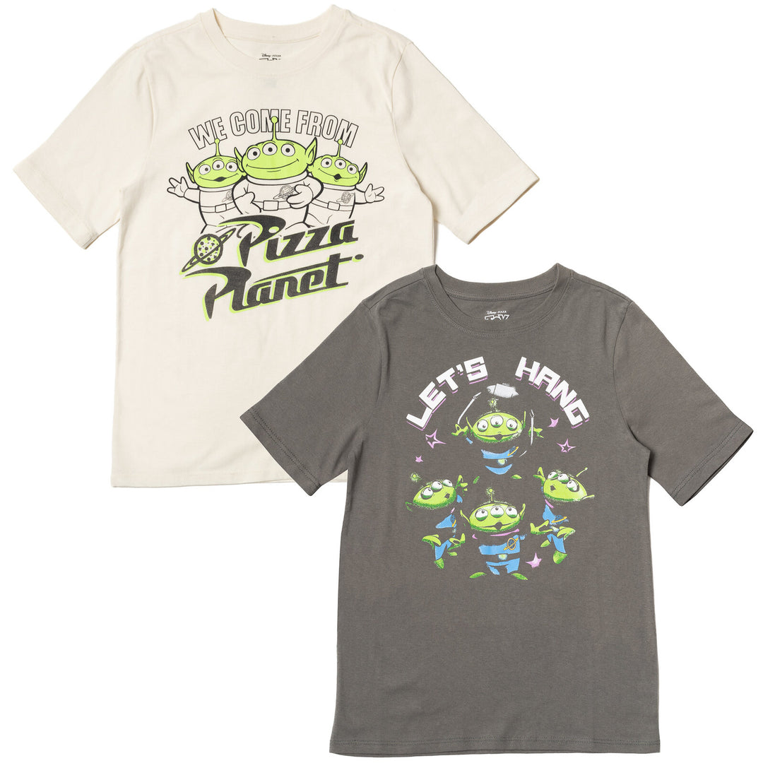Toy Story Boys' 2-Pack Short Sleeve Graphic T-Shirts Aliens Gray White