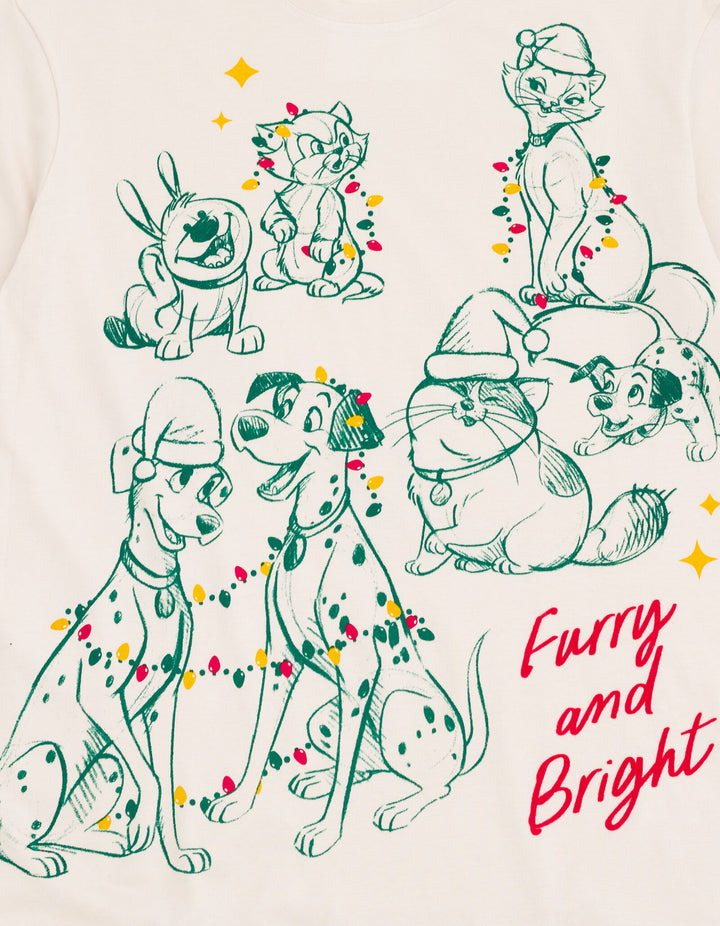 Disney Classics Adult Men or Women Holiday Short Sleeve T-Shirt Ivory