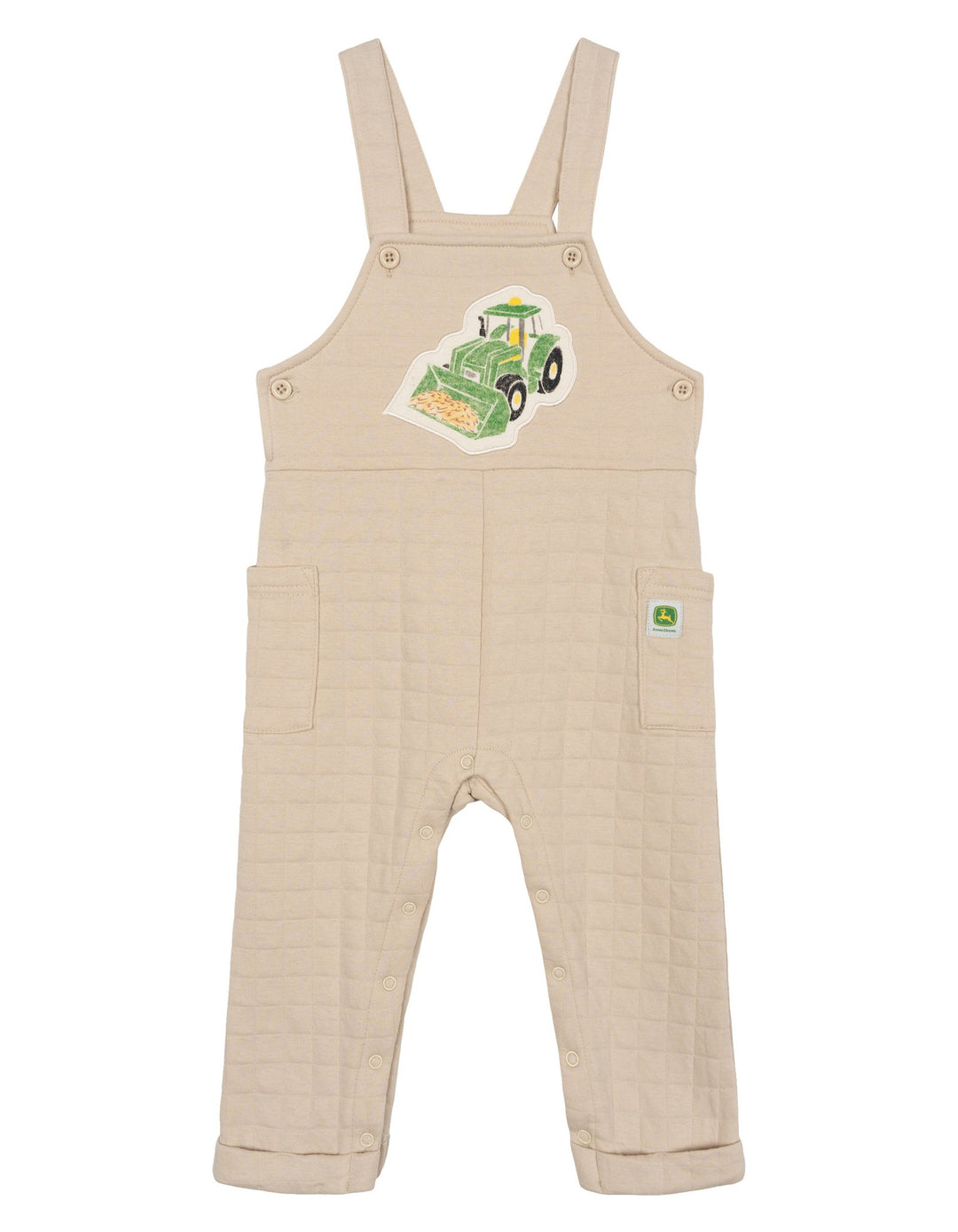 John Deere Baby Boys' 2-Piece Bodysuit and Overalls Set Khaki Cream