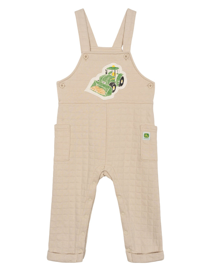 John Deere Baby Boys' 2-Piece Bodysuit and Overalls Set Khaki Cream