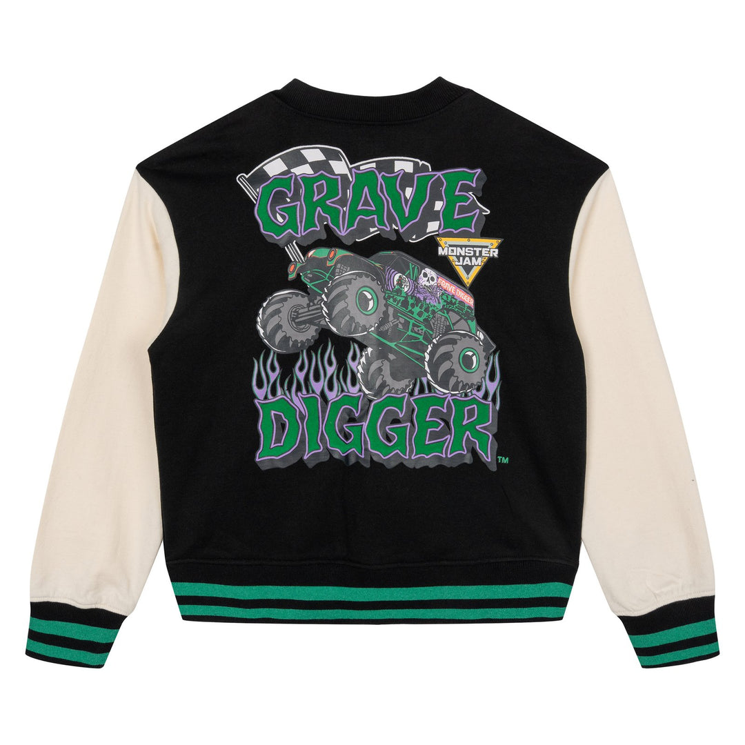 Monster Jam Grave Digger Boys' Fleece Varsity Jacket and Pants Set Black
