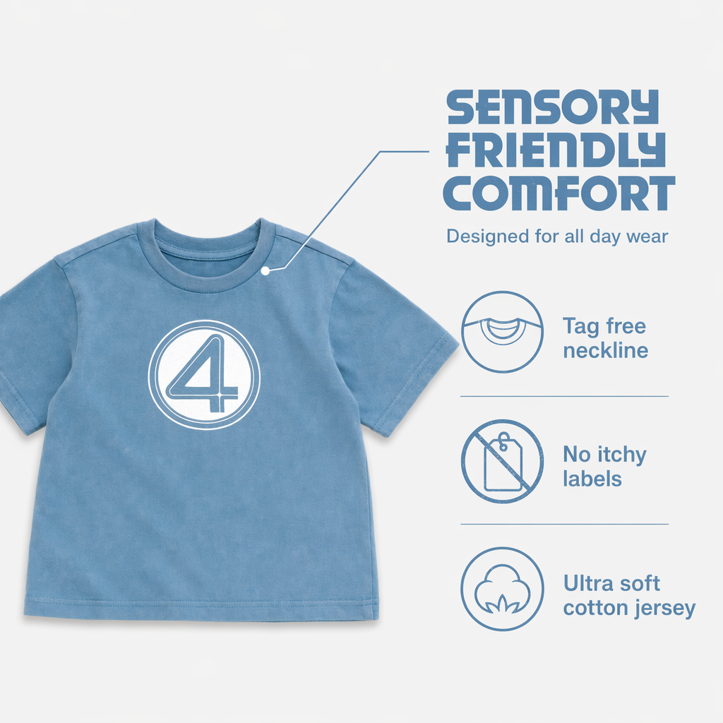 Marvel Fantastic Four Boys' Cosplay Short Sleeve T-Shirt Wash Blue 4