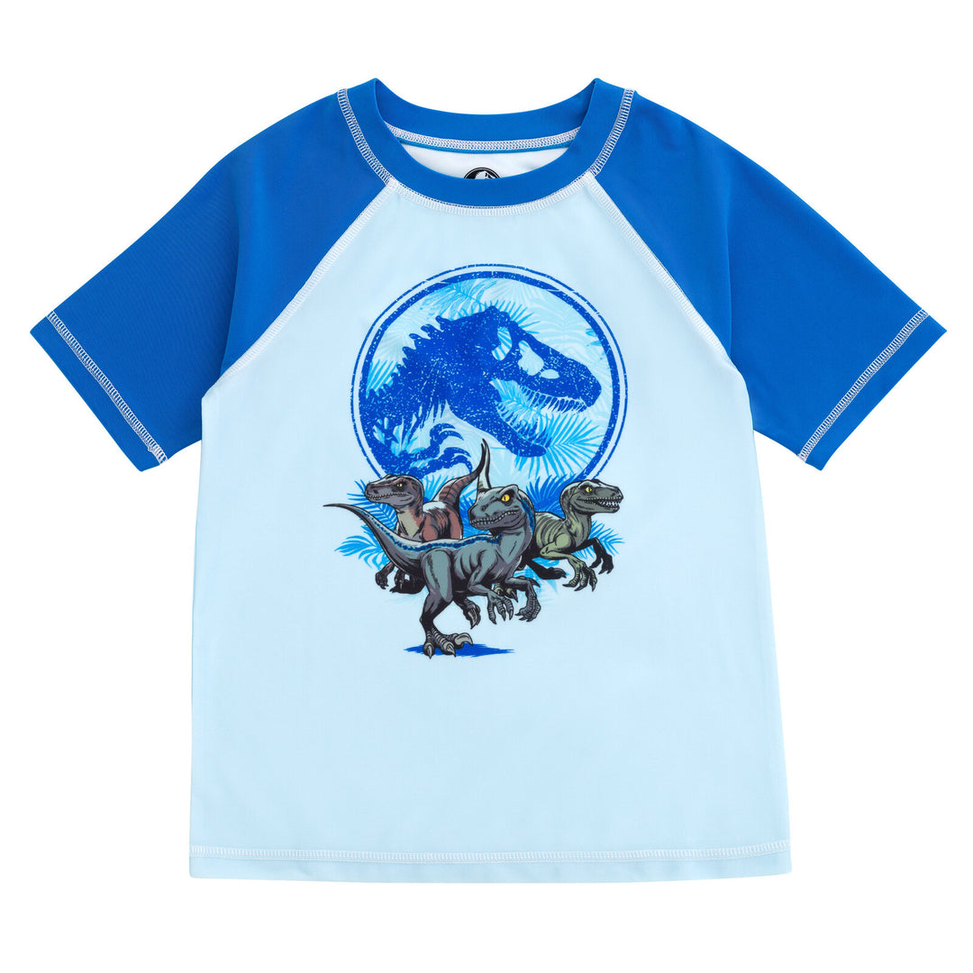 Jurassic World Jurassic Park T-Rex 2-Piece Rash Guard and Swim Trunks Set Raptor