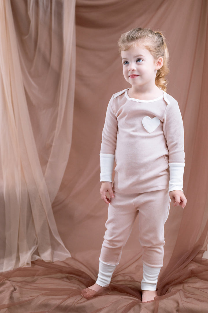 Cozeeme Girls' 2-Piece Tee and Pants Set Ribbed Pale Pink