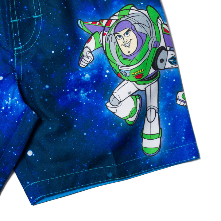 Disney Toy Story Short Sleeve Rash Guard and Swim Trunks Set Buzz Aliens Blue