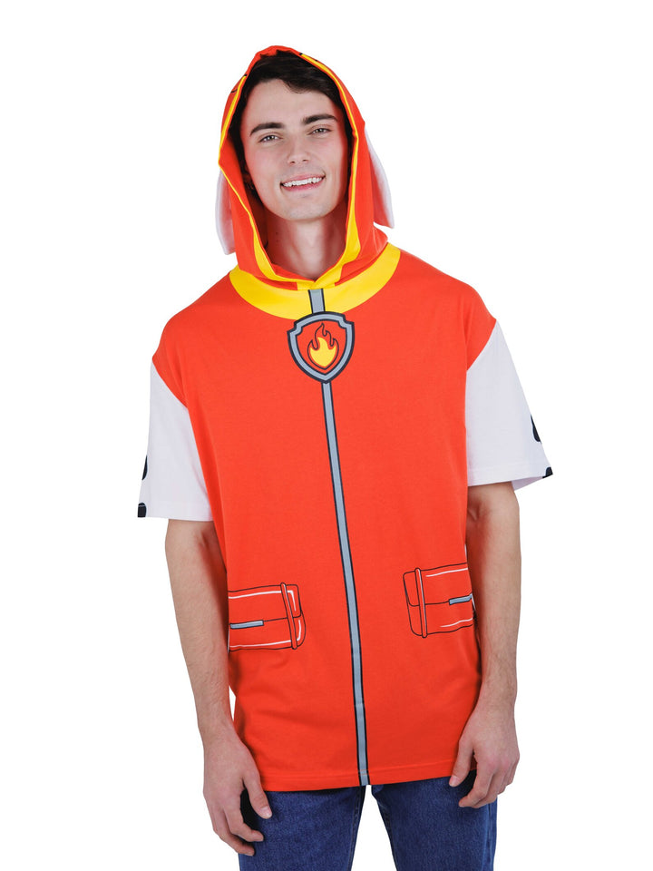 Paw Patrol Marshall Men's Cosplay Hooded T-Shirt Red White
