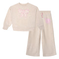 Barbie Girls' Fleece Sweatshirt and Pants Set Oatmeal Heather Pink
