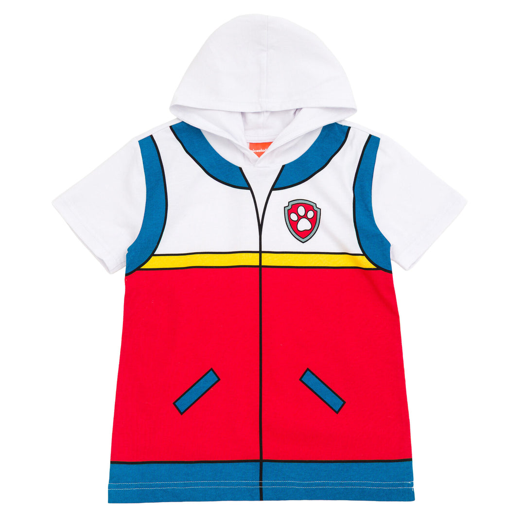 Paw Patrol Ryder Adult Men or Women Cosplay Hooded T-Shirt Red Blue