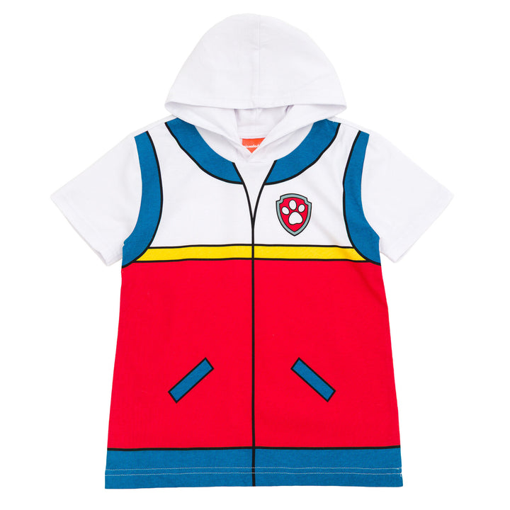 Paw Patrol Ryder Adult Men or Women Cosplay Hooded T-Shirt Red Blue
