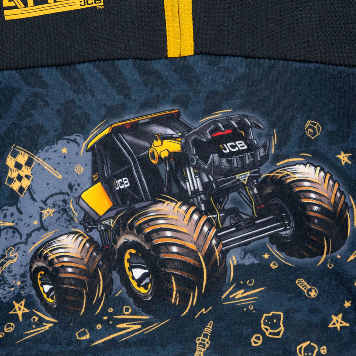 Monster Jam Digatron Boys' Half Zip Fleece Hooded Sweatshirt Grey Gold