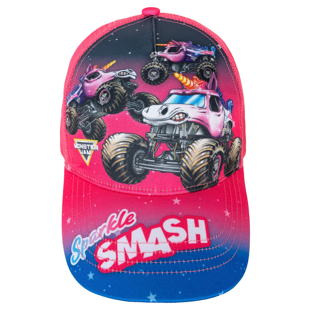 Monster Jam Sparkle Smash Girls' Strapback Baseball Cap Pink