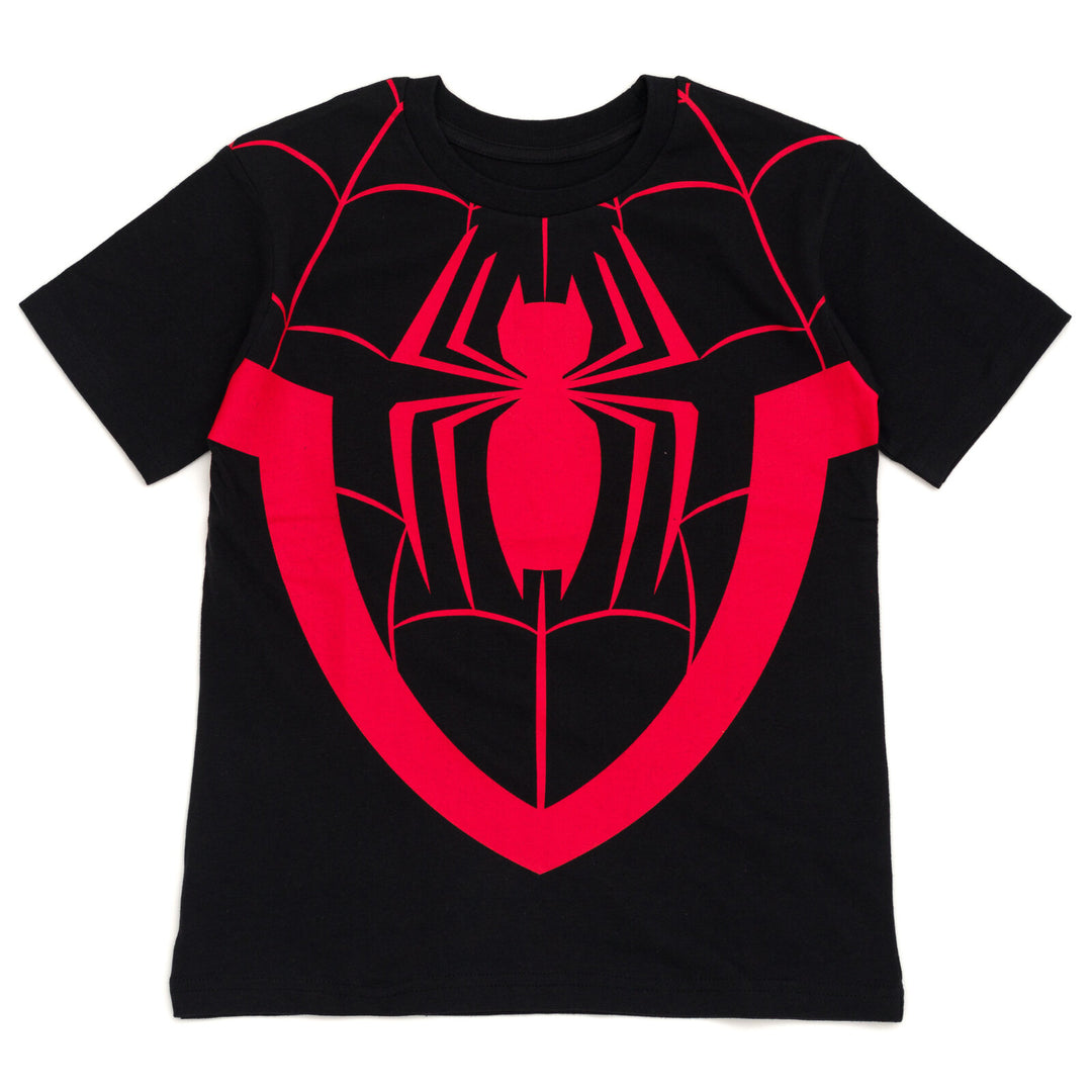 Marvel Spider-Man Boys' Cosplay Short Sleeve T-Shirt Web Black Miles