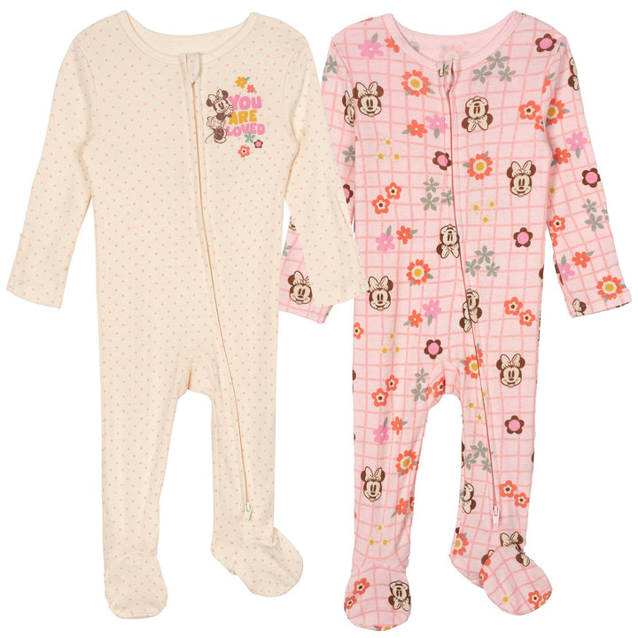 Minnie Mouse Baby Girls' 2-Pack Footed Sleep N' Play Pink Ivory