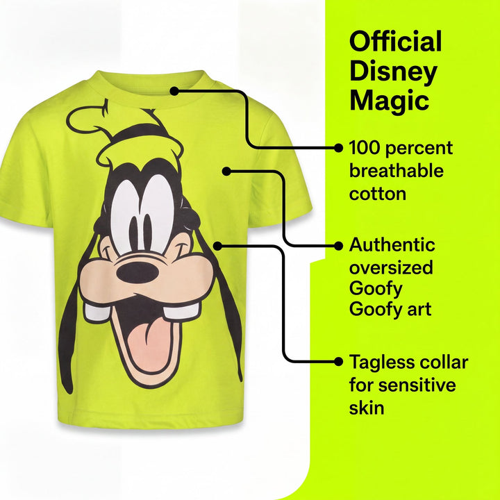 Disney Mickey Mouse Goofy Boys' Short Sleeve T-Shirt Lime Green