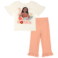 Moana Girls' 2-Piece T-Shirt and Leggings Set Ivory Peach Rib