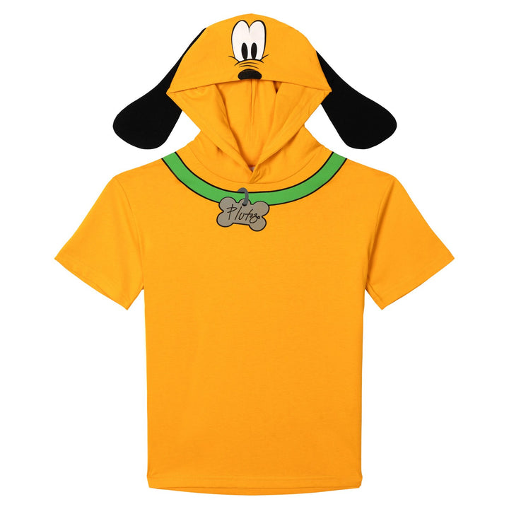 Disney Mickey Mouse Pluto Cosplay Hooded T-Shirt Yellow