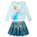 Frozen Girls' Long Sleeve Tee and Sequin Skirt Set Ice Blue Elsa