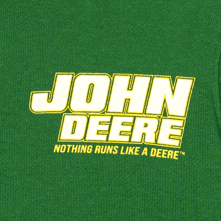 John Deere Boys' Fleece Zip-Up Hoodie Green Cream