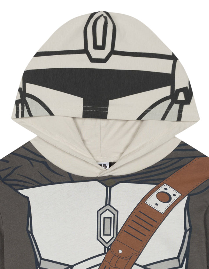 Star Wars The Mandalorian Adult Men or Women Cosplay Hooded T-Shirt Grey