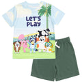 Bluey Boys' T-Shirt and Sublimated Shorts Set Forest Green