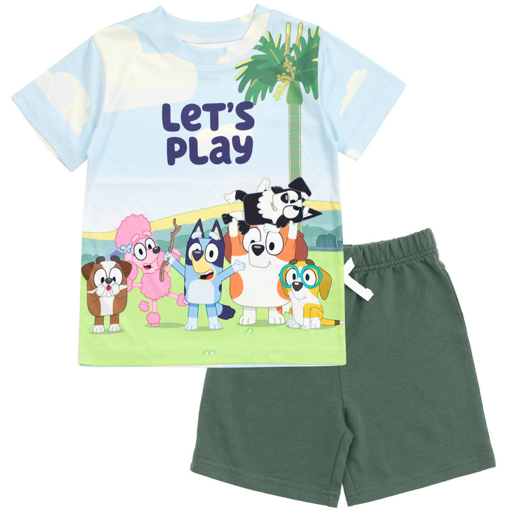 Bluey Boys' T-Shirt and Sublimated Shorts Set Forest Green