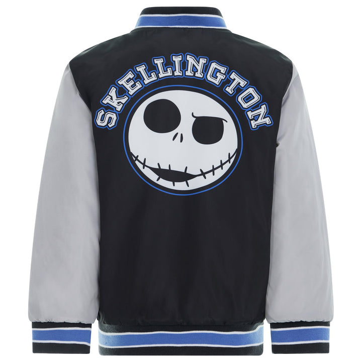 Nightmare Before Christmas Full Zip Varsity Bomber Jacket Black Grey Jack Zero