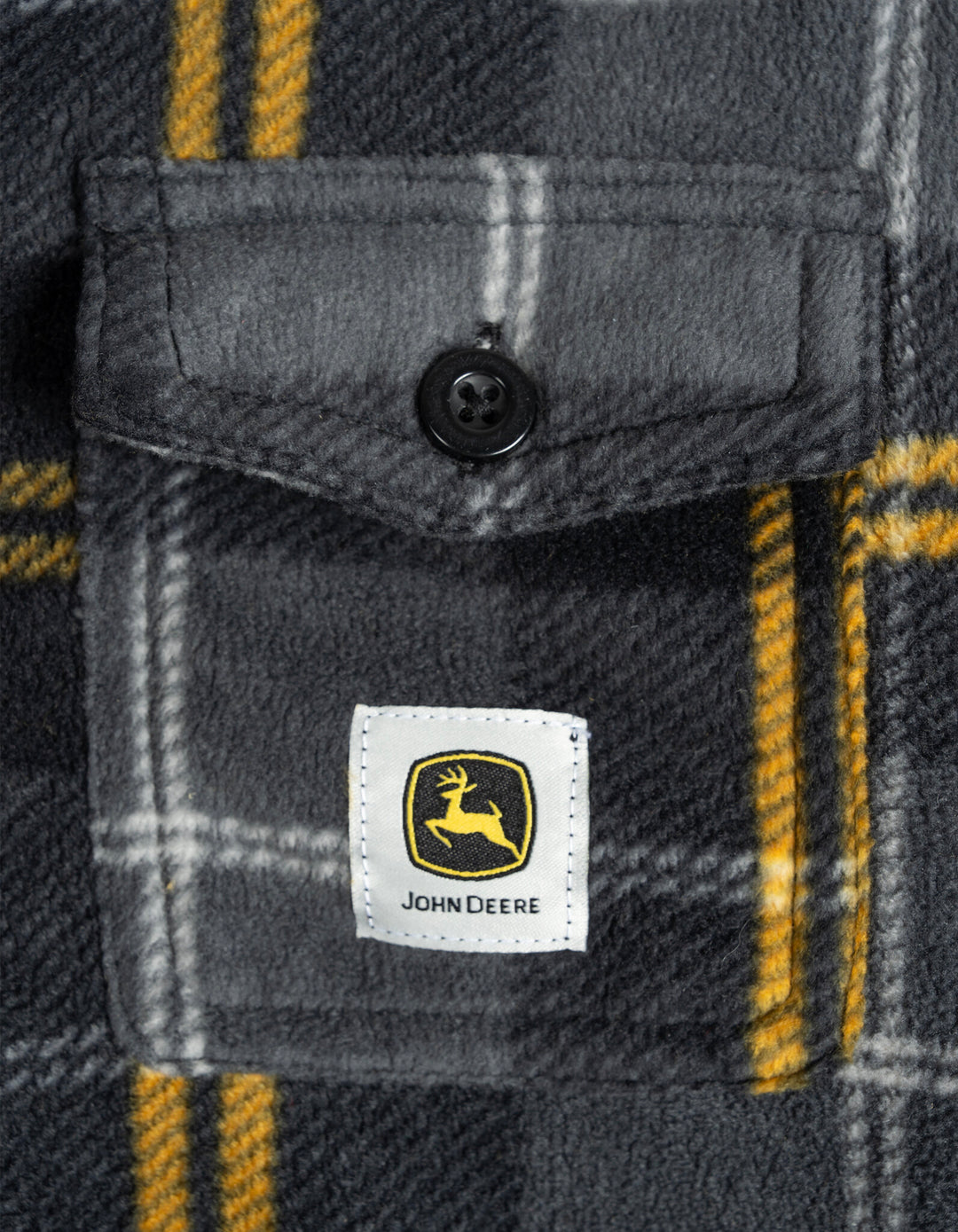 John Deere Boys' Fleece Lined Shacket Grey Yellow Plaid