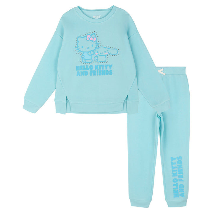 Hello Kitty Girls' Fleece 2-Piece Sweatshirt and Joggers Set Cinnamoroll Blue