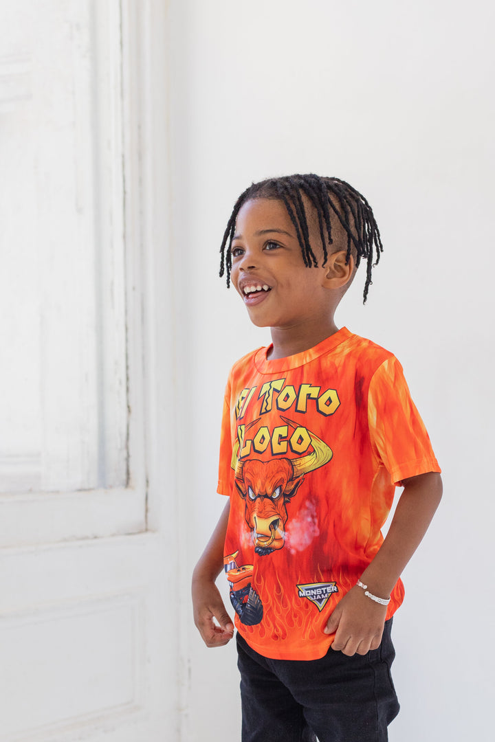 Monster Jam El Toro Loco Boys' Athletic Short Sleeve T-Shirt Flame