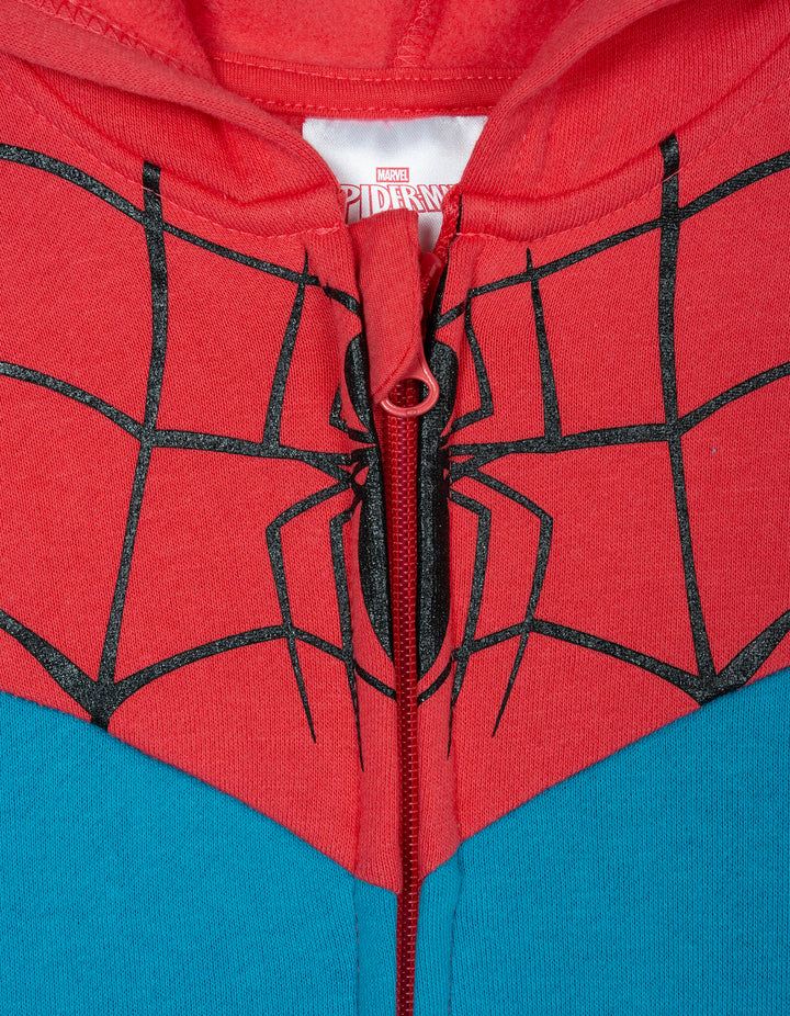 Marvel Spider-Man Girls' Cosplay Fleece Zip-Up Hoodie Red Blue