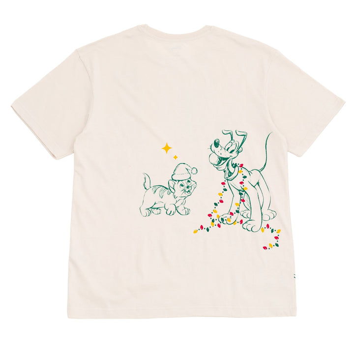 Disney Classics Adult Men or Women Holiday Short Sleeve T-Shirt Ivory
