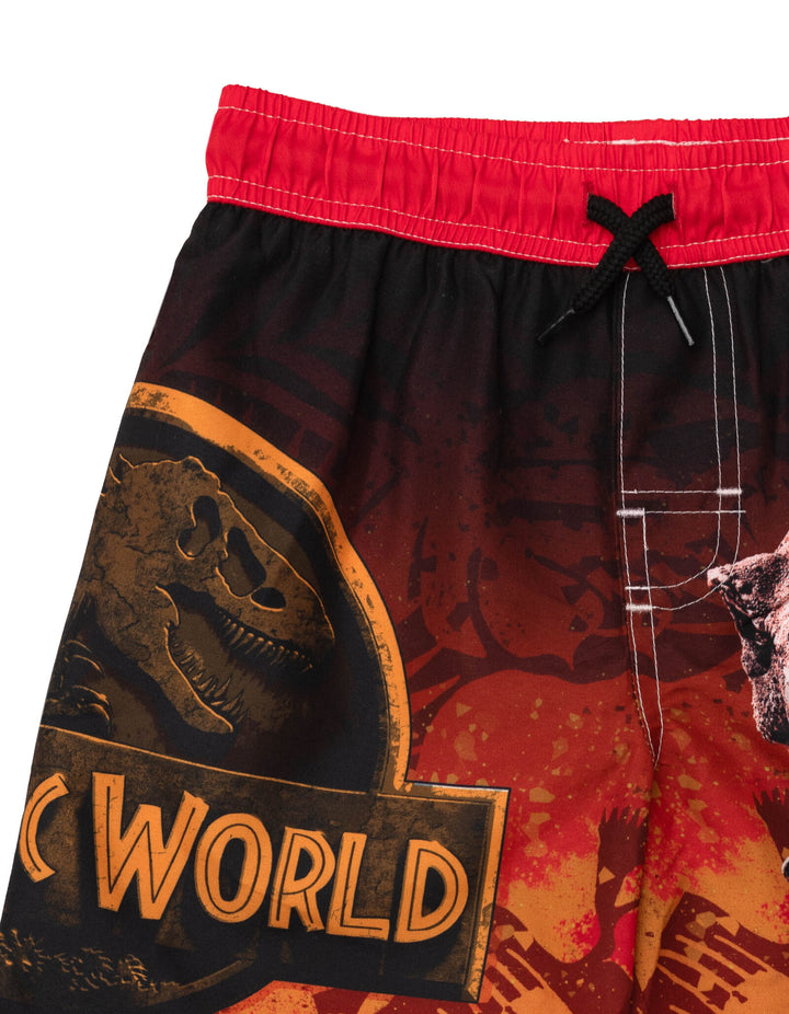 Jurassic World Jurassic Park T-Rex Little Boys' Quick Dry Swim Trunks Black Red