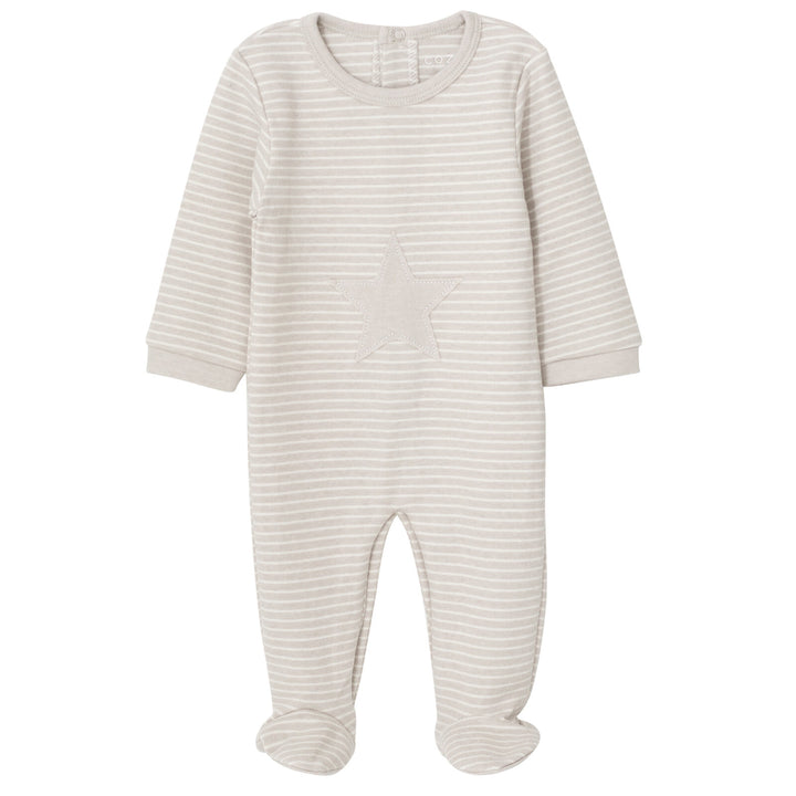 Cozeeme Baby Boy or Girl Footed Sleep N Play Beige Star Stripe