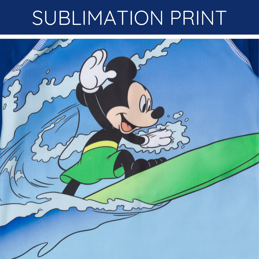 Disney Mickey Mouse 2-Piece Swimwear Rash Guard and Swim Trunks Set Surf Navy