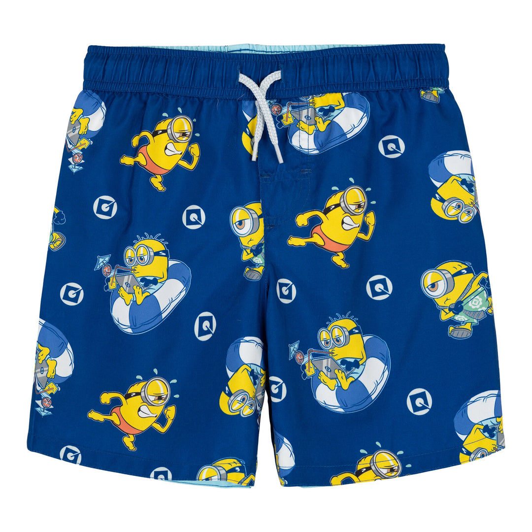 Minions Boys' Swimwear 2-Piece Rash Guard and Swim Trunks Set Navy Light Blue