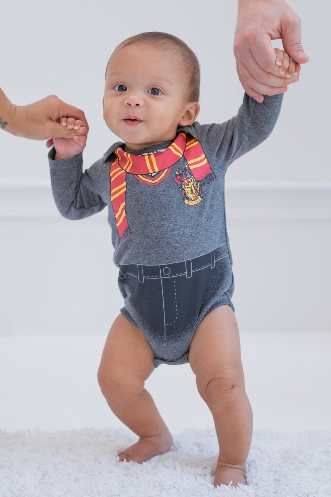 Harry Potter Baby One Piece Long Sleeve Bodysuit 3-Pack Red Gold Heather Grey