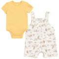 Disney Winnie the Pooh Baby 2-Piece Bodysuit and Shortall Set Yellow Grey