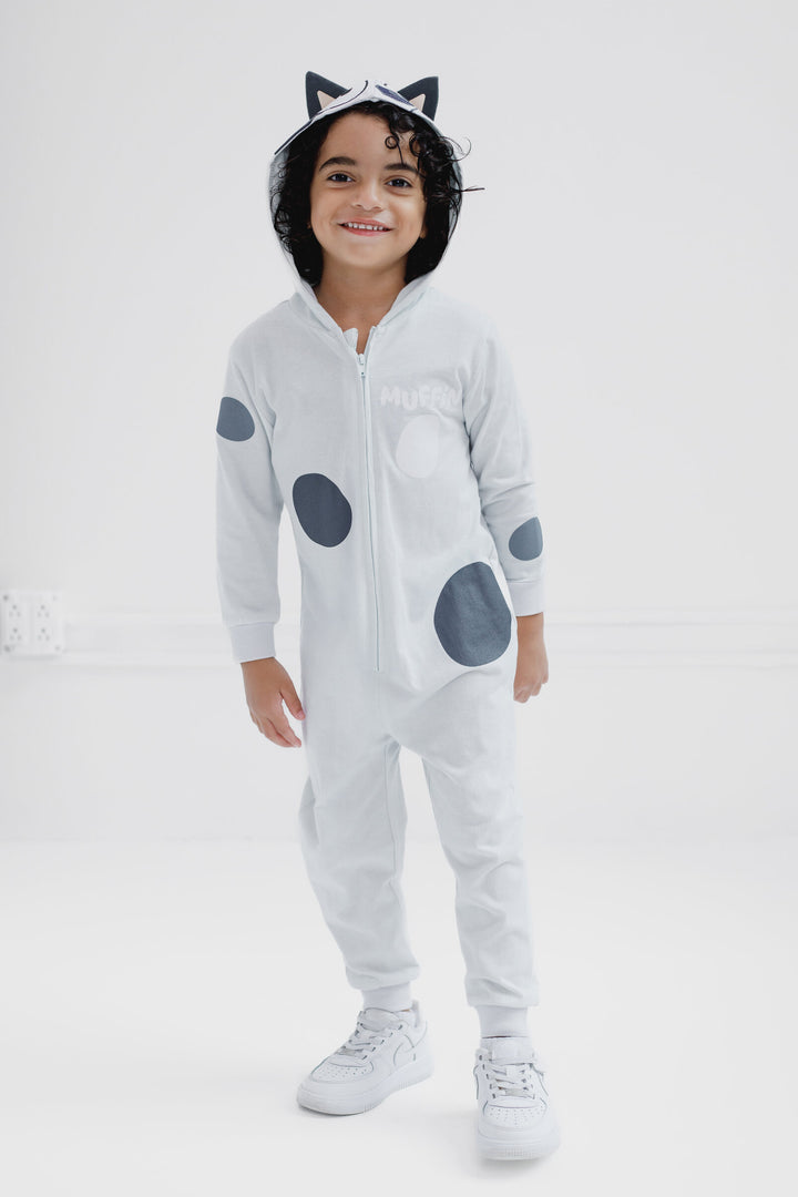 Bluey Muffin Cosplay Hooded Coverall Grey Blue