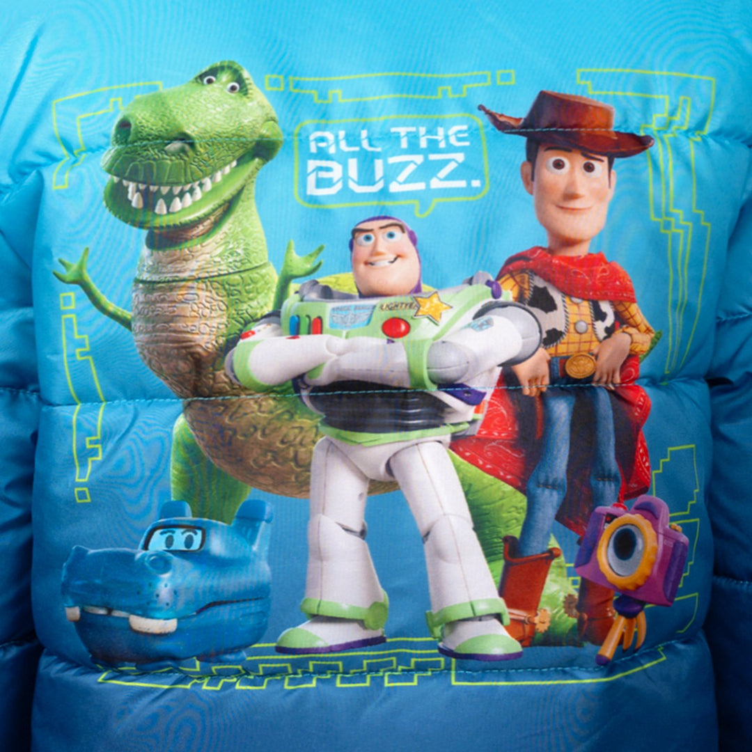 Disney Toy Story Boys' Hooded Puffer Jacket Navy Blue Woody Buzz