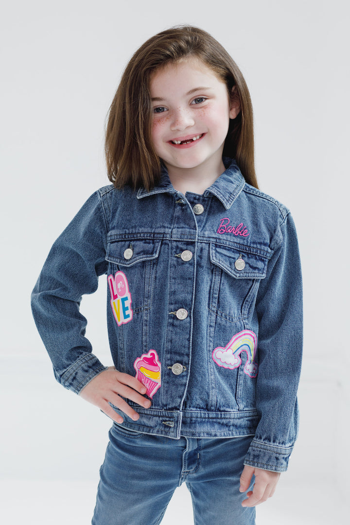 Barbie Girls' Denim Jacket Medium Wash Blue