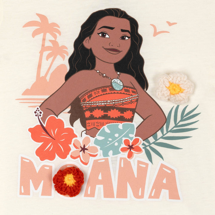 Moana Girls' 2-Piece T-Shirt and Leggings Set Ivory Rib Peach