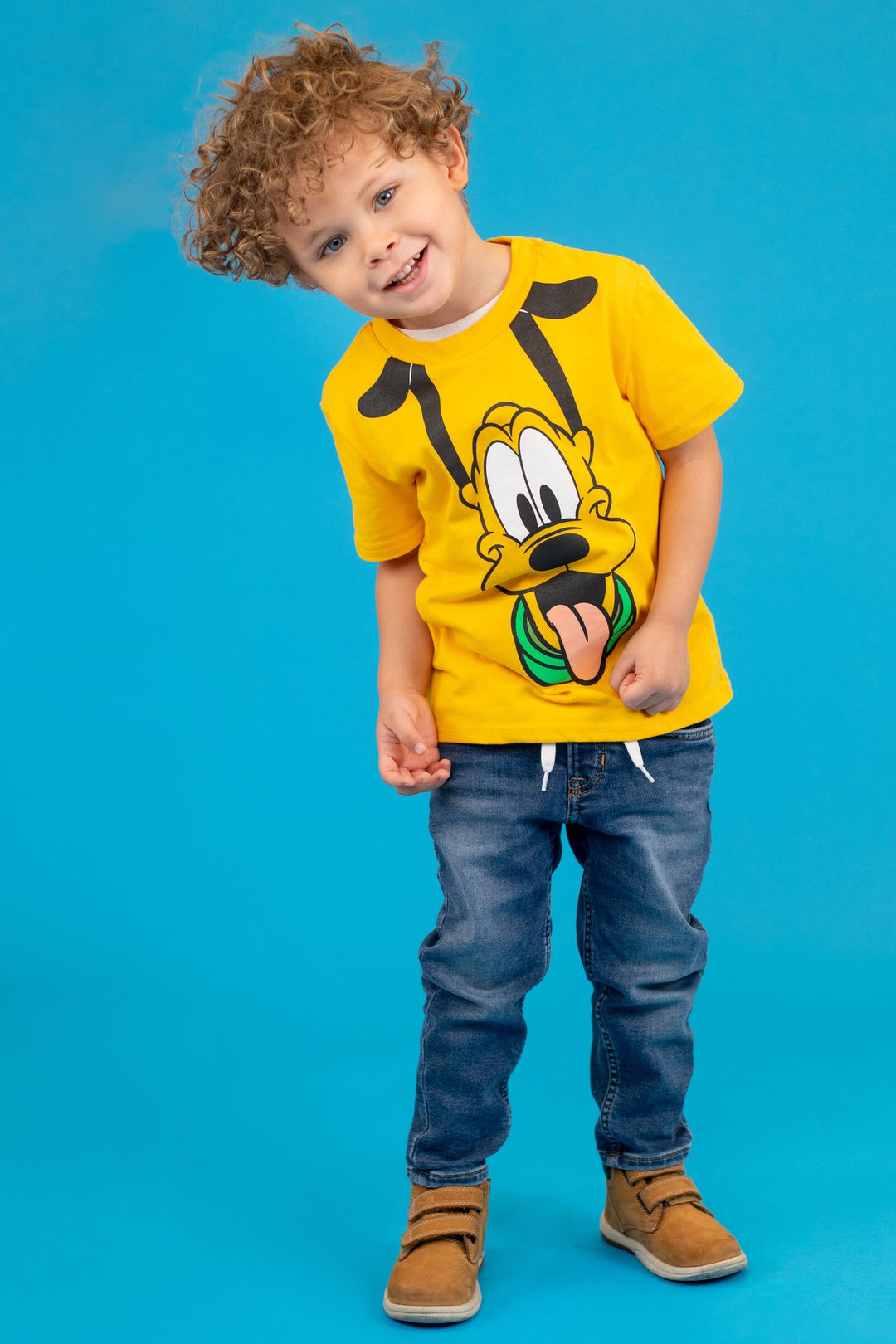Disney Mickey Mouse Pluto Boys' Short Sleeve T-Shirt Bright Yellow