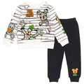 Disney Mickey Mouse Boys' Holiday 2-Piece Fleece Sweatshirt and Pants Set Ivory