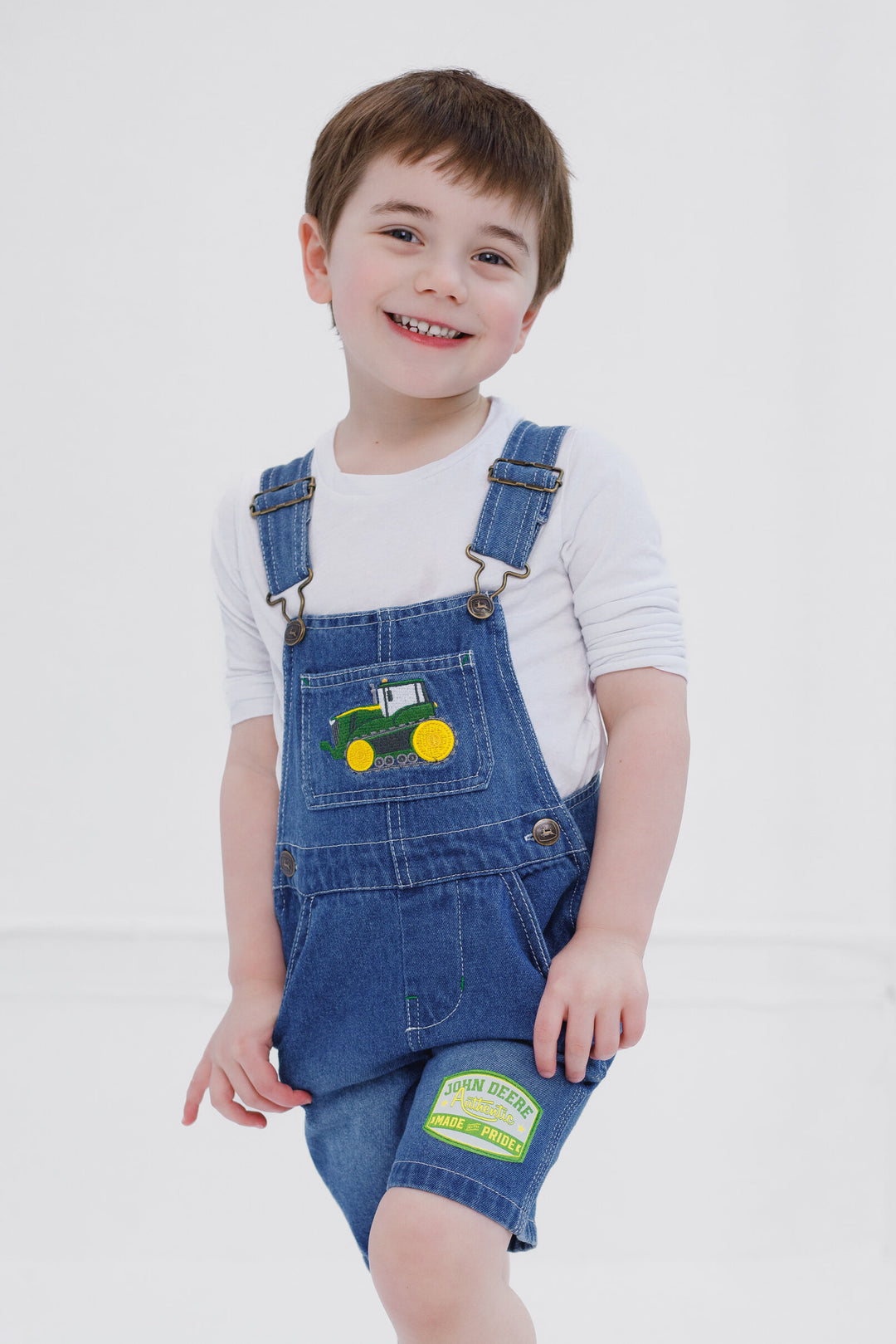 John Deere Boys' Denim Shortall Medium Wash