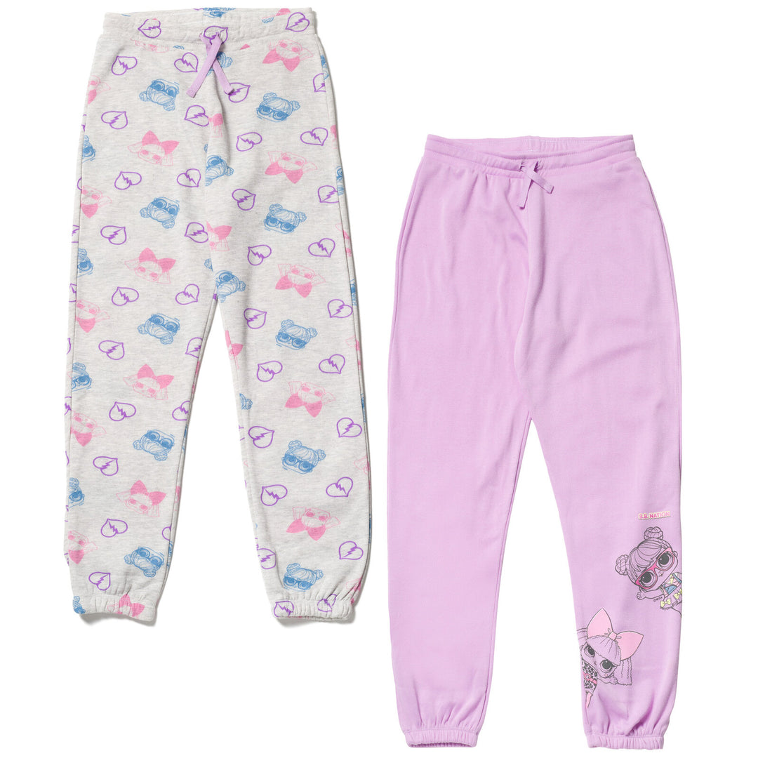 L.O.L. Surprise! Girls' 2-Pack Fleece Jogger Pants Grey Lilac