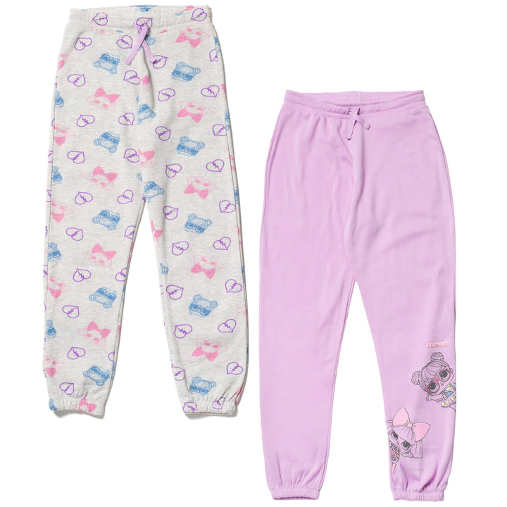 L.O.L. Surprise! Girls' 2-Pack Fleece Jogger Pants Grey Lilac