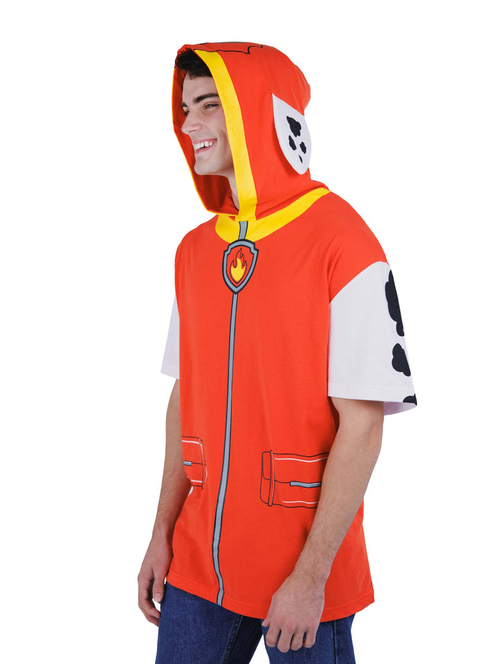 Paw Patrol Marshall Men's Cosplay Hooded T-Shirt Red White