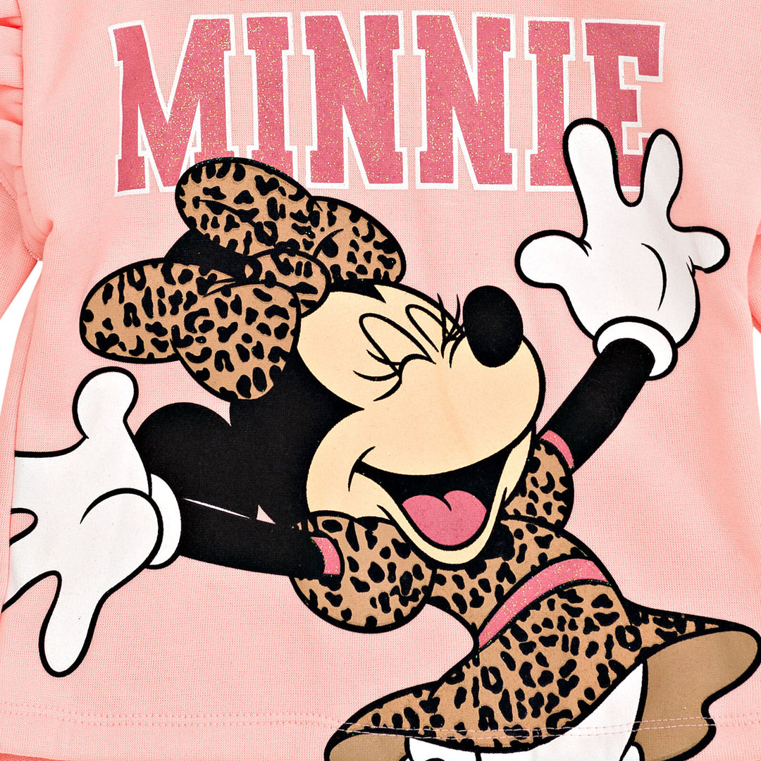 Minnie Mouse Girls' 2-Piece Fleece Hoodie and Leggings Set Pink Leopard