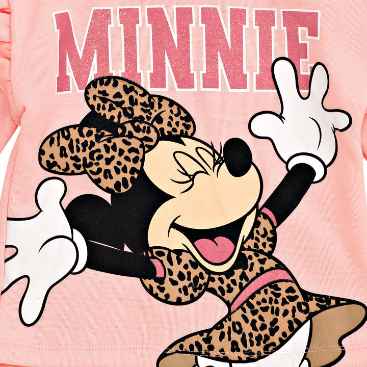 Minnie Mouse Girls' 2-Piece Fleece Hoodie and Leggings Set Pink Leopard