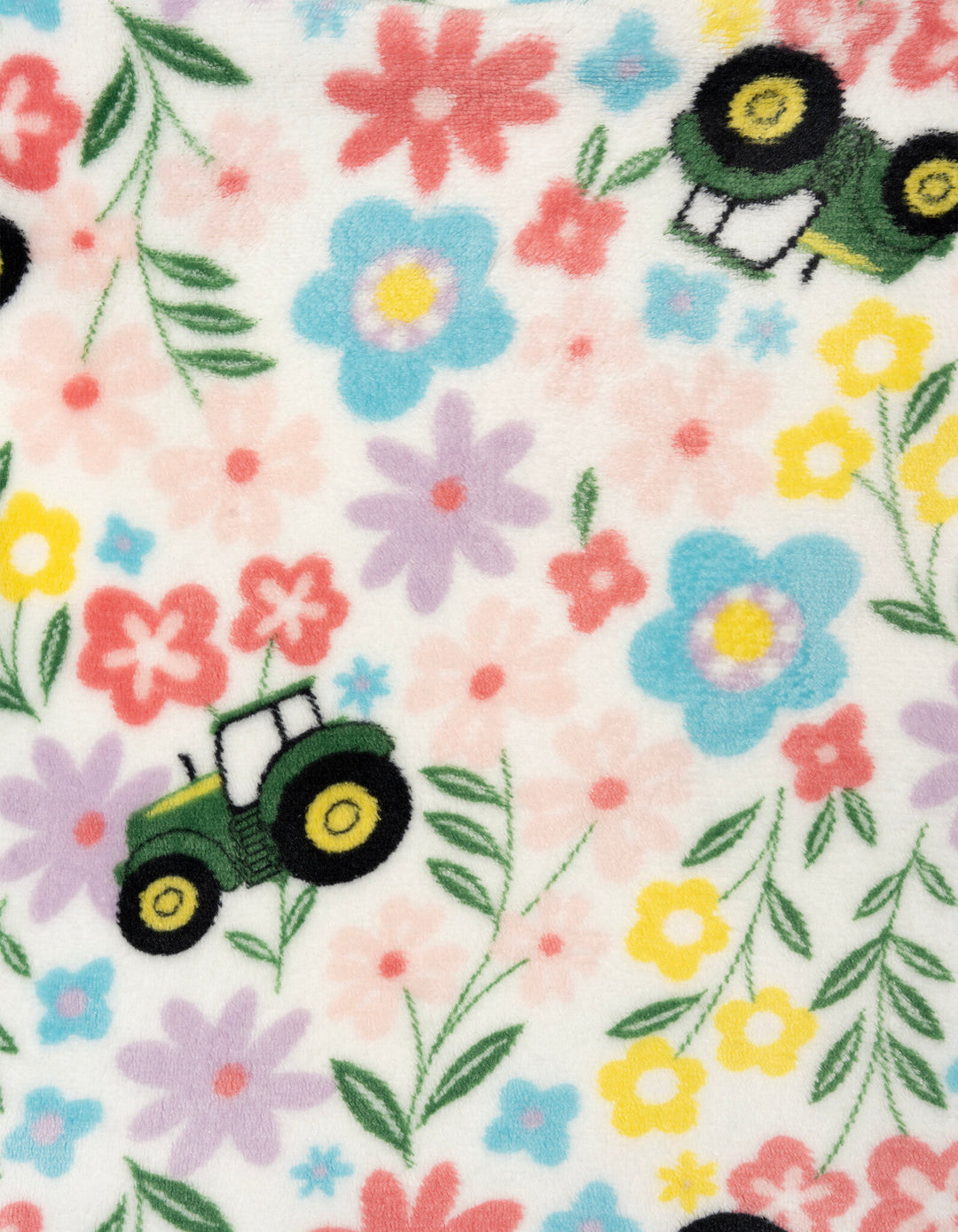 John Deere Girls' Fleece Quarter-Zip Sweatshirt Floral Tractor Print